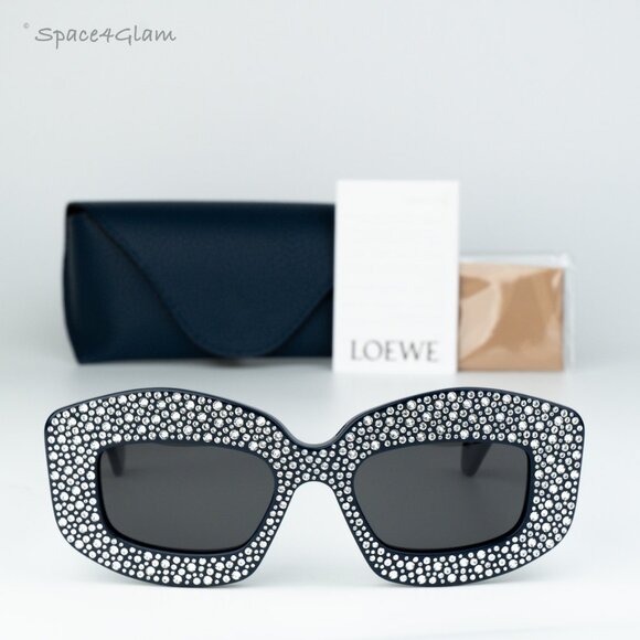 Loewe Women Sunglasses Crystal Blue Grey Rectangle LW4114IS 90A NEW AUTHENTIC - Picture 3 of 9